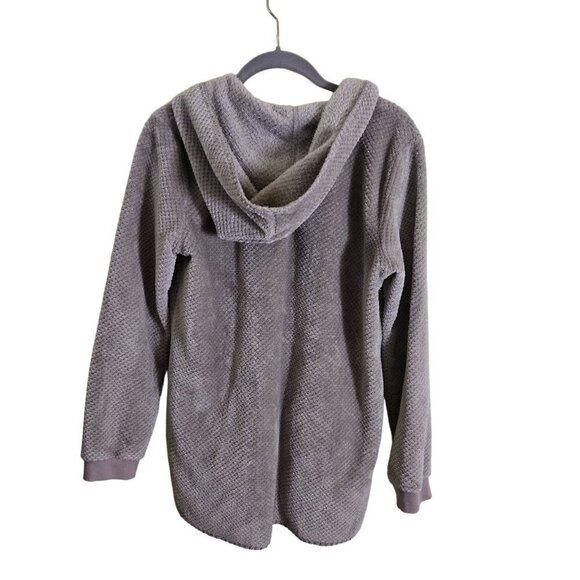 Soft Surroundings Taupe Plush Chenille Button Hooded Sweater Jacket Size XS - Picture 2 of 5